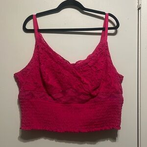 NWOT Torrid Pink Cropped Tank Top with Lace Cutout